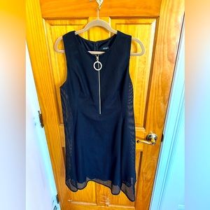 Black dkny dress with gold accents. Size 14.
